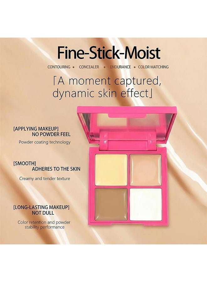 KAPEINE Concealer - Face Makeup with 4 Color Corrector Palette, Crease-Resistant & Waterproof for Dark Circles and Blemishes, #01 - Image 3
