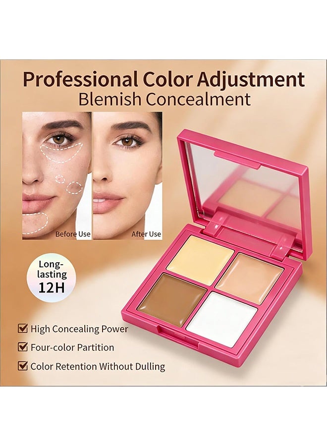KAPEINE Concealer - Face Makeup with 4 Color Corrector Palette, Crease-Resistant & Waterproof for Dark Circles and Blemishes, #01 - Image 4