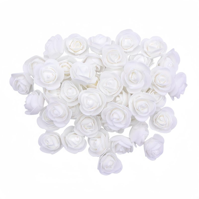 DODXIAOBEUL 120Pcs Mini Foam Rose Heads118 Mini Roses White Artificial FlowersMini Roses for Crafts DIY Wedding Party Valentines Day Festival Home Rose Wall Decoration White