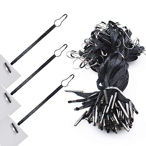 Renashed 4.5" 500Pcs Hang Tag Fasteners Silks and Satin Strings Safety Pin and Barb Easy and Fast to Attach (Black) - Image 1