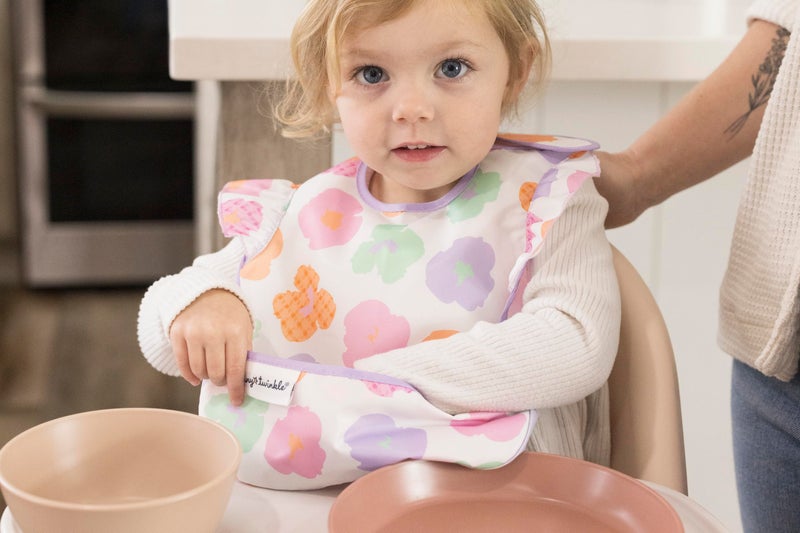Tiny Twinkle Mess-Proof Baby Bibs for Eating | Waterproof, Wipeable Toddler Bibs with Catch-All Pocket | Feeding Bibs for Girls & Boys(3 Pack, Floral Pop) - Image 2