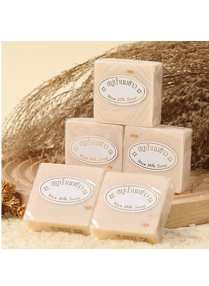 JAM Thai Rice Soap - Rice Milk Soap, Rice Soap for Face, Jabon Aclarante de Piel, Jabon De Arroz Para Aclarar La Cara, Thai Handmade Rice Soap Bar (5PC) - Image 1