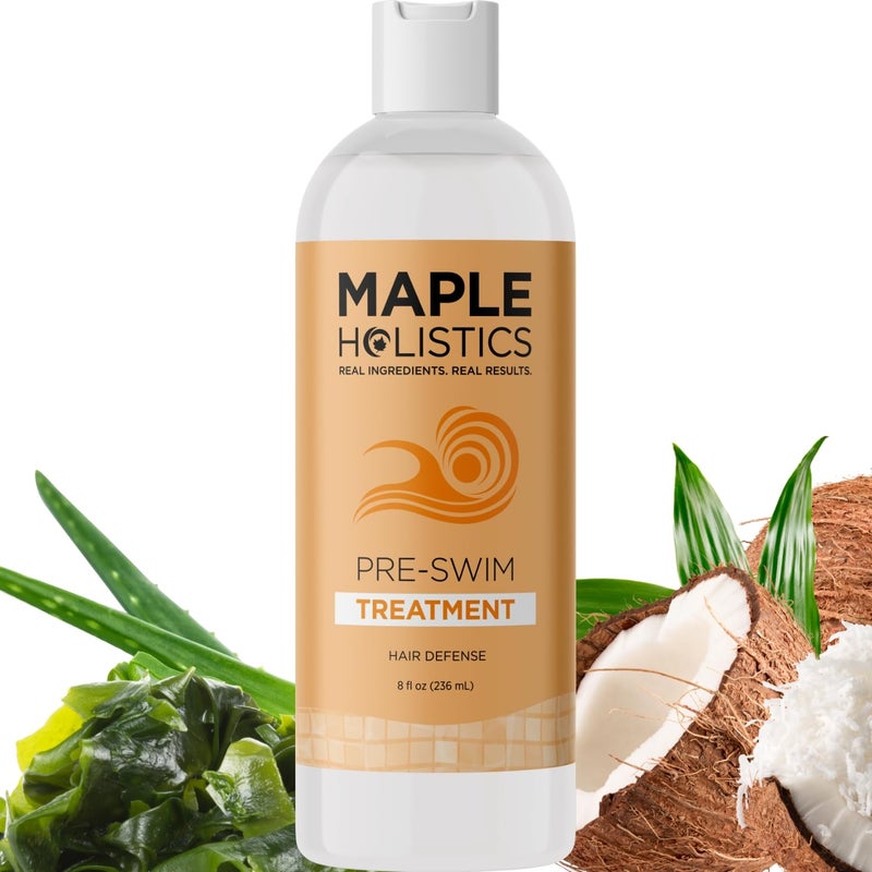Maple Holistics علاج حماية الشعر من الكلور قبل السباحة - واقي الشعر من مياه البحر وحمامات السباحة مع أحماض أمينية نباتية لحماية الحاجز - يساعد في منع الجفاف وتغير اللون والتجاعيد (8 أونصات سائلة) - Image 3