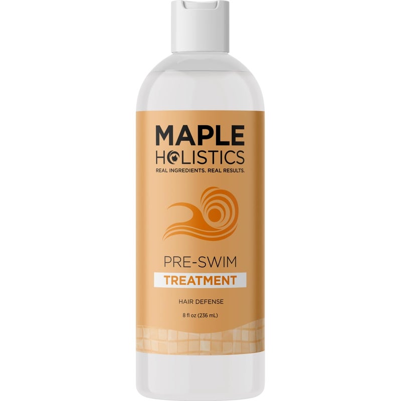 Maple Holistics علاج حماية الشعر من الكلور قبل السباحة - واقي الشعر من مياه البحر وحمامات السباحة مع أحماض أمينية نباتية لحماية الحاجز - يساعد في منع الجفاف وتغير اللون والتجاعيد (8 أونصات سائلة) - Image 1