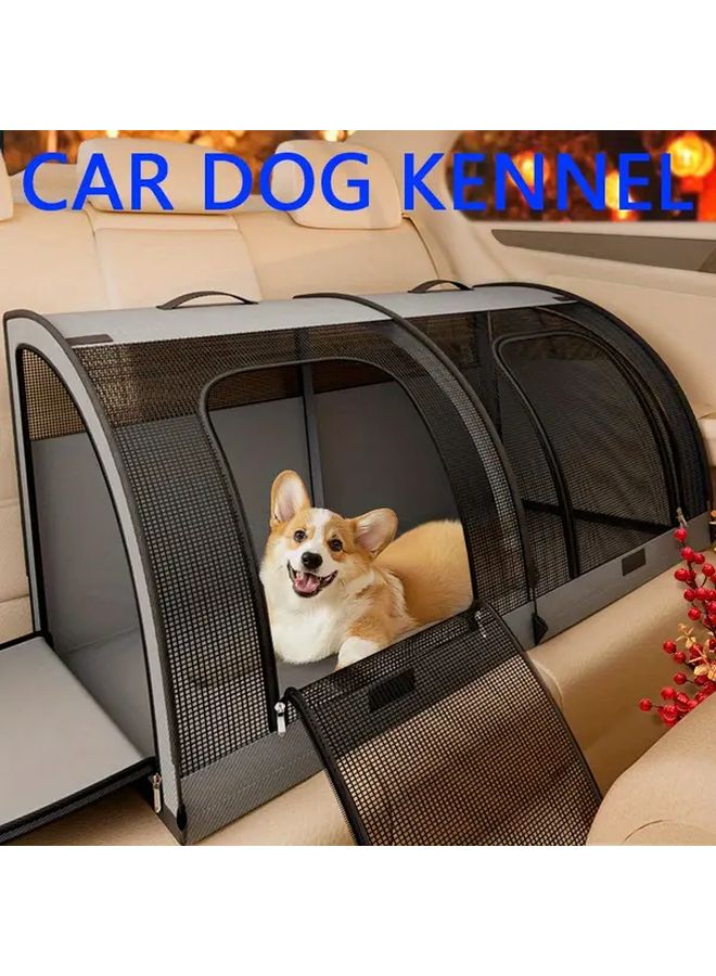 Large Foldable Pet Travel Crate Grey Heavy Duty Kennel For Dogs Cats SUV Airplane - Image 2