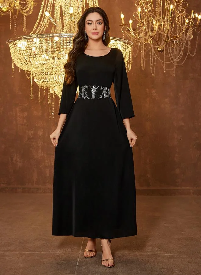 Supgir Black Sequin Cape and Maxi Dress Co-ord Set