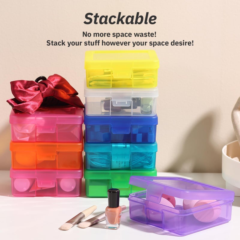 novelinks Plastic Small Storage Bins with Lids for Organizing, Mini Clear Storage Containers and Stackable Storage Box Organizer for Pencil Boxes, Task Boxes, Crayon Boxes (18 Pack Small -Color) - Image 4