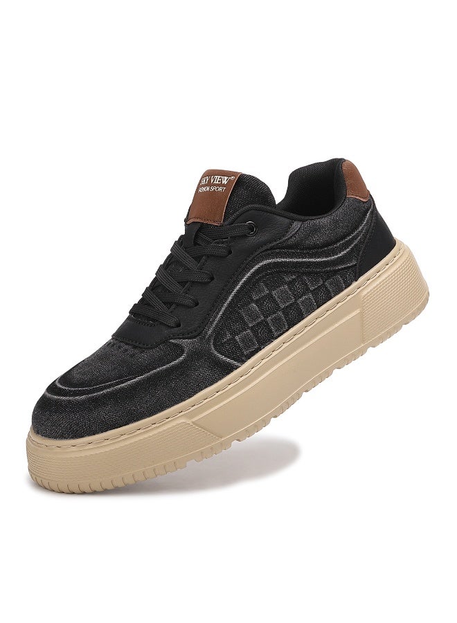 سكاي فيو أحذية SKY VIEW الرجالية العصرية من قماش الدنيم، أحذية كاجوال للرجال، أحذية رياضية خفيفة الوزن منخفضة الارتفاع، أحذية مشي خفيفة الوزن، مضادة للانزلاق - Image 1
