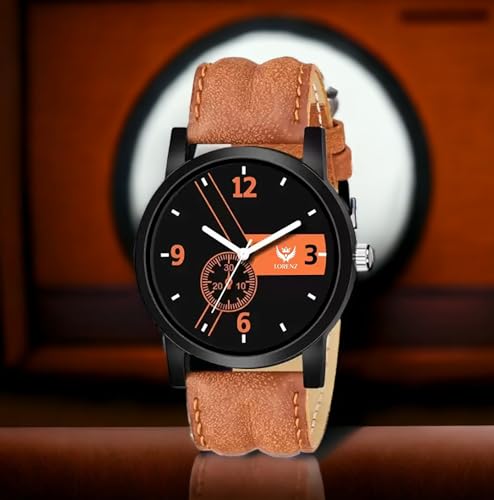 LORENZ Analogue Men's Watch (Pack of 2) ( Black Dial Brown Strap ) - Image 3