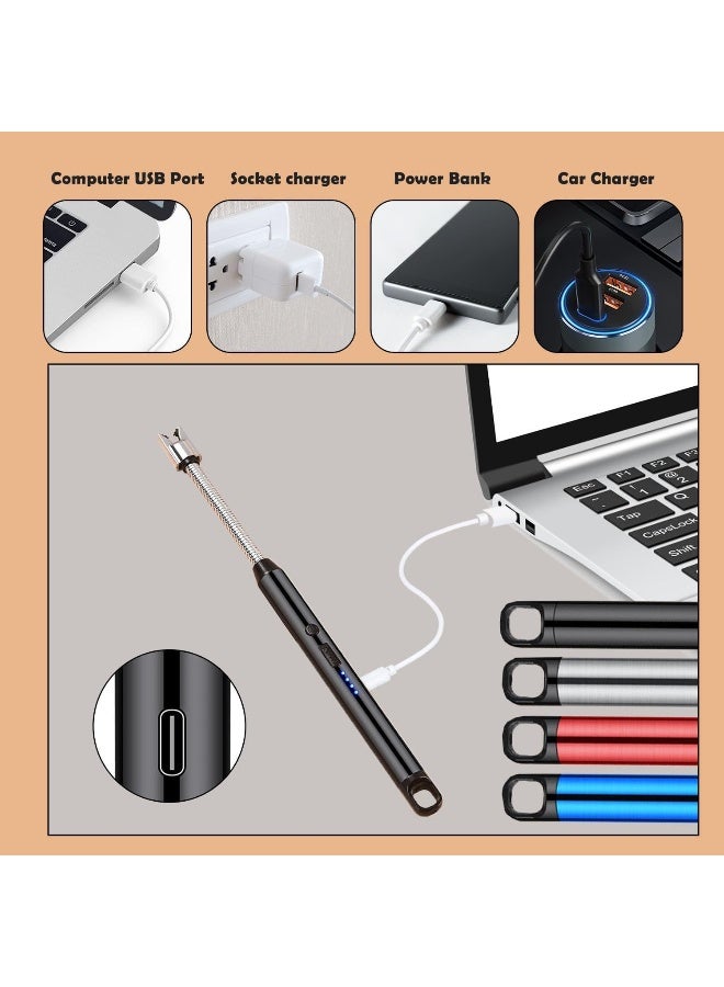 MOMENT Candle Lighter, Arch Lighter Arc Windproof Flameless With 360° Flexible Neck & Led Power Display, Usb Rechargeable Lighter For Bbq, Grill, Camping, Fireplace, Stove - Image 5