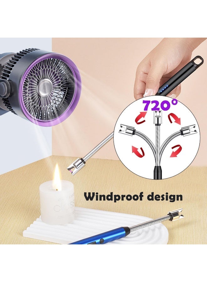 MOMENT Candle Lighter, Arch Lighter Arc Windproof Flameless With 360° Flexible Neck & Led Power Display, Usb Rechargeable Lighter For Bbq, Grill, Camping, Fireplace, Stove - Image 4