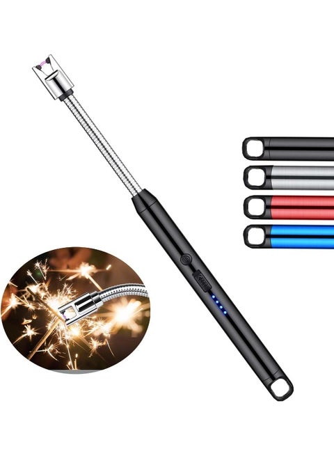 ولاعة الشموع، ولاعة قوسية مقاومة للرياح بدون لهب مع رقبة مرنة 360° وشاشة طاقة LED، ولاعة قابلة لإعادة الشحن عبر USB للشواء، الشواء، التخييم، المدفأة، الموقد