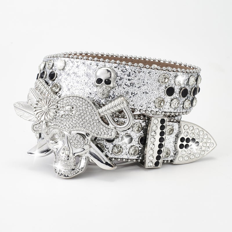 Punk Belt Style Pirate Rhinestone Punk Girl Wind Rock Fashion Belt Men'S And Women'S Belt - Image 1