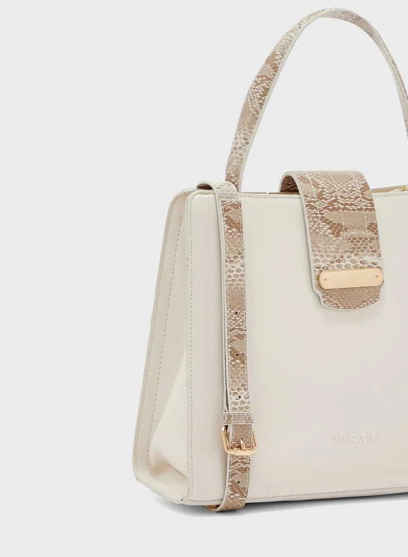 Khizana Top Handle Satchel With Snake Detail