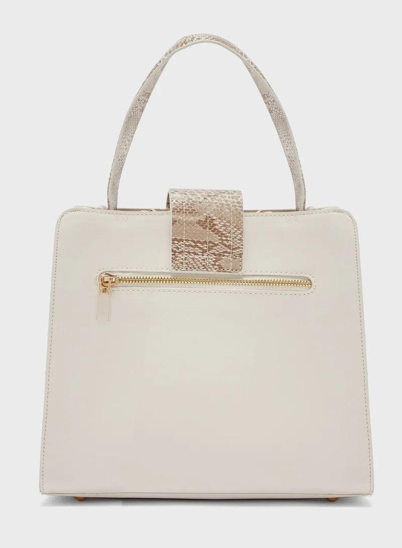 Khizana Top Handle Satchel With Snake Detail