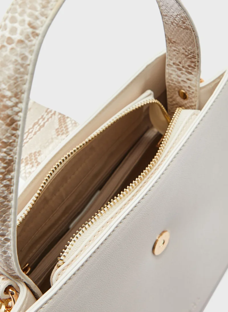 Khizana Top Handle Satchel With Snake Detail