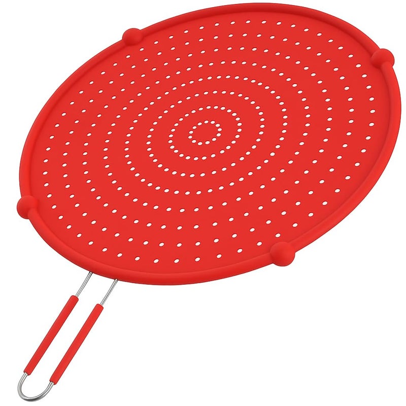 Beckon Ware  USA Brand  11Inch Red Silicone Grease Splatter Guard for Frying Pan and Stove