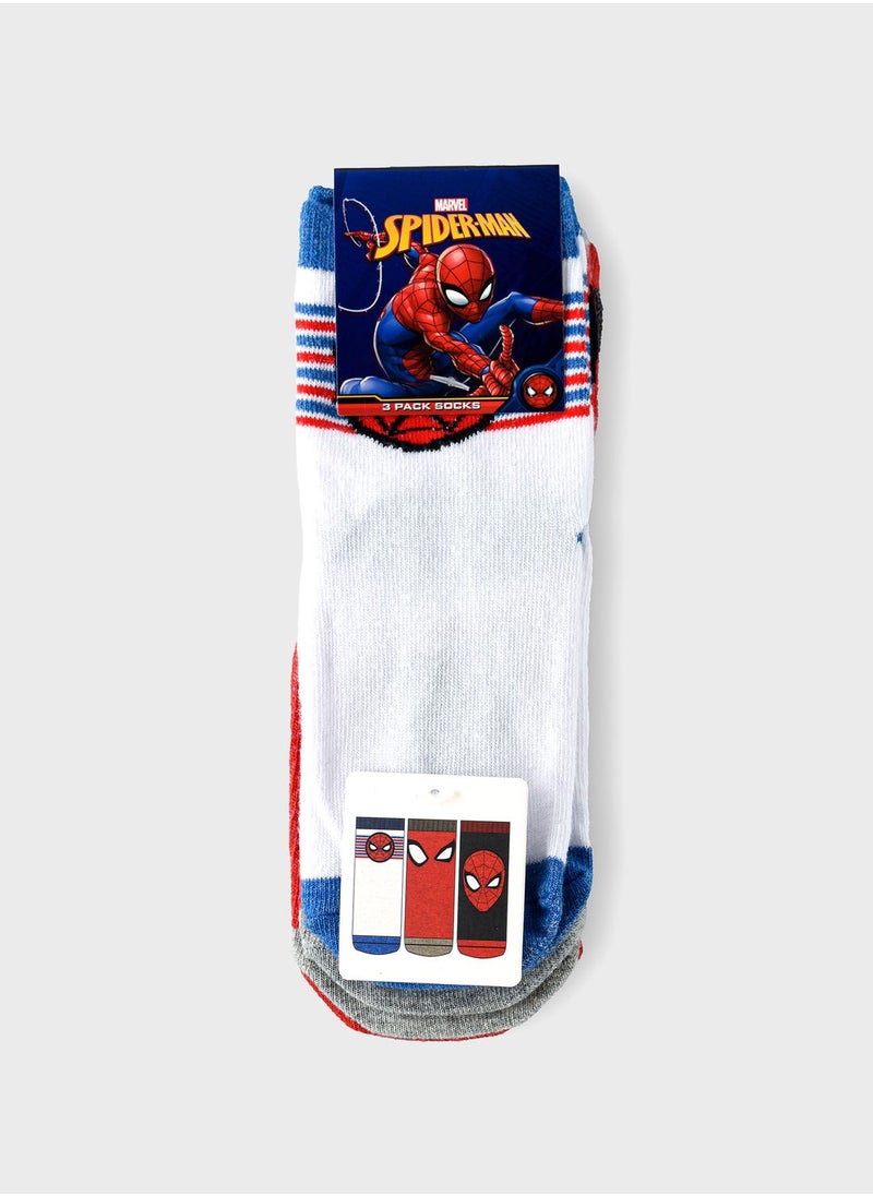 MARVEL - Kids 3 Pack Spiderman Crew Socks - Image 1