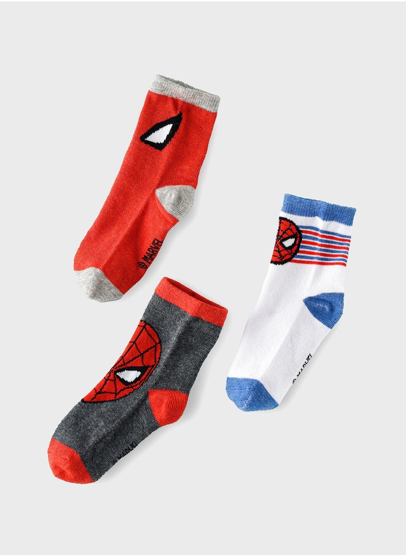 MARVEL - Kids 3 Pack Spiderman Crew Socks - Image 1