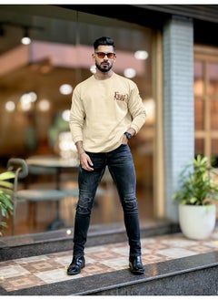 Mens Printed Round Neck Full Sleeve Beige and Brown FleeceFleece Oversized Sweatshirt - pzsku/Z5B57B66B043F254F4897Z/45/_/1729592485/578ccb1c-a8d1-4bf2-892d-03d401de2268