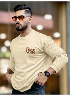 Mens Printed Round Neck Full Sleeve Beige and Brown FleeceFleece Oversized Sweatshirt - pzsku/Z5B57B66B043F254F4897Z/45/_/1729592495/43261700-dc93-45c1-ab0d-07713813839f