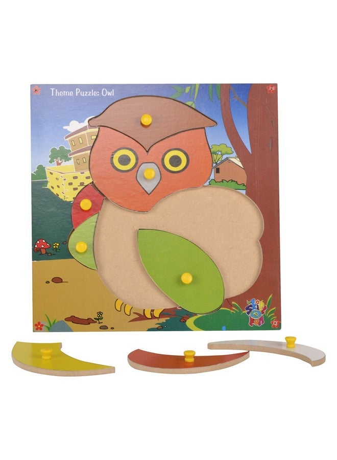 Skillofun Skillofun Kids Wooden Theme Puzzle Standard Owl Knobs, Multi Color - Image 2