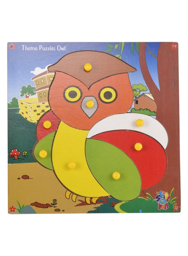 Skillofun Skillofun Kids Wooden Theme Puzzle Standard Owl Knobs, Multi Color - Image 1