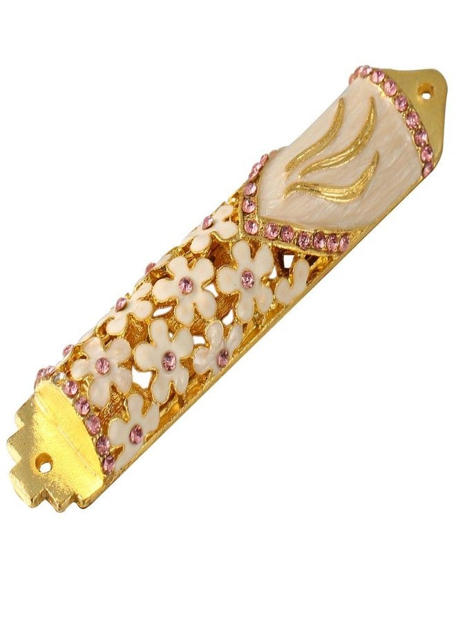 Matashi 4.25" Hand Painted Mezuzah Embellished with Floral Design for Door - Enamel Mezuzah with Scroll - Image 3