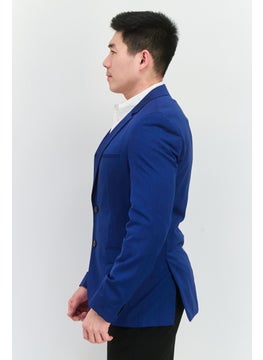 HUGO BOSS Men Regular Fit Plain Formal Blazer, Blue  - Image 2