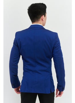 HUGO BOSS Men Regular Fit Plain Formal Blazer, Blue  - Image 3