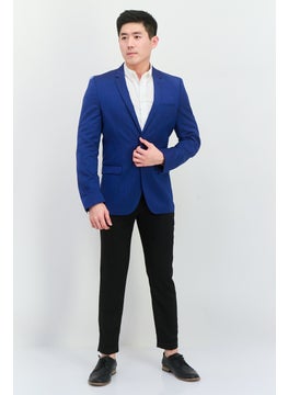 HUGO BOSS Men Regular Fit Plain Formal Blazer, Blue  - Image 4