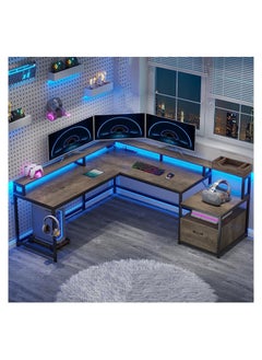 Shaped Desk with Power Outlet  LED Strip  Reversible L Shaped Corner Computer Desks Gaming Desk with Storage Shelf  Monitor Stand Modern Home Office Desk Writing Desk Modular Dombination Desk - pzsku/Z5B57C72CF49BC71CD8A4Z/45/_/1695322091/66442ba7-397a-4269-b7c7-137578546701