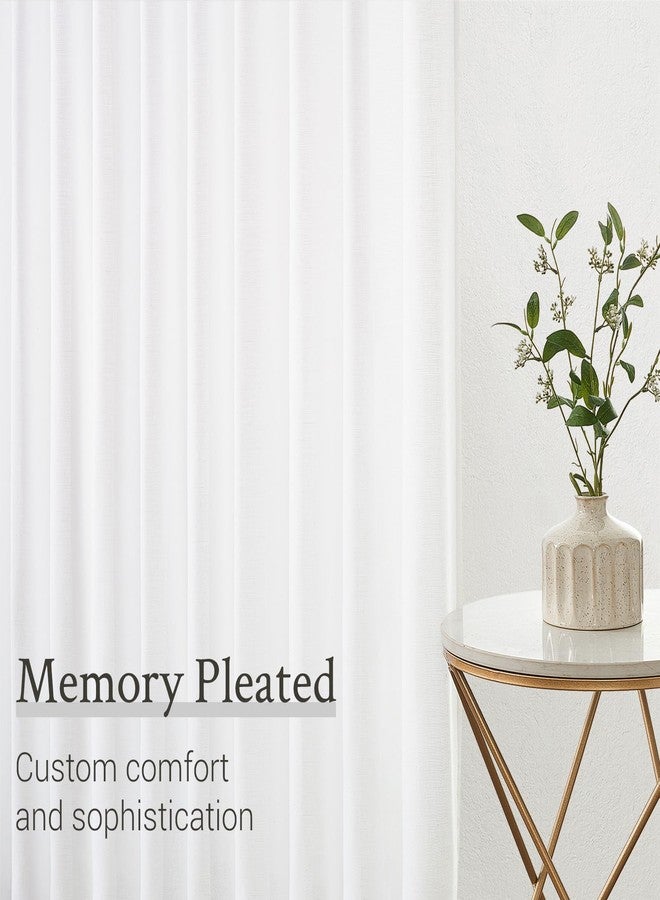 Topfinel Pinch Pleated Sheer Curtains 84 Inches Long,Light Filtering Semi Sheer White Linen Curtains with Hooks Neutral Boho Farmhouse Window Drapes for Living Room Bedroom 2 Panels Set,40x84 Ivory White - Image 5