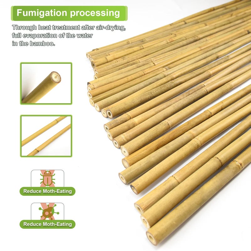 Jollybower 25pcs 1/2" D Thicker Heavy Duty Bamboo Stakes, 4FT Plant Stakes, Natural Garden Stakes for Tomato, Bean, Flowers,Trees Potted and Climbing Plant Support - Image 3
