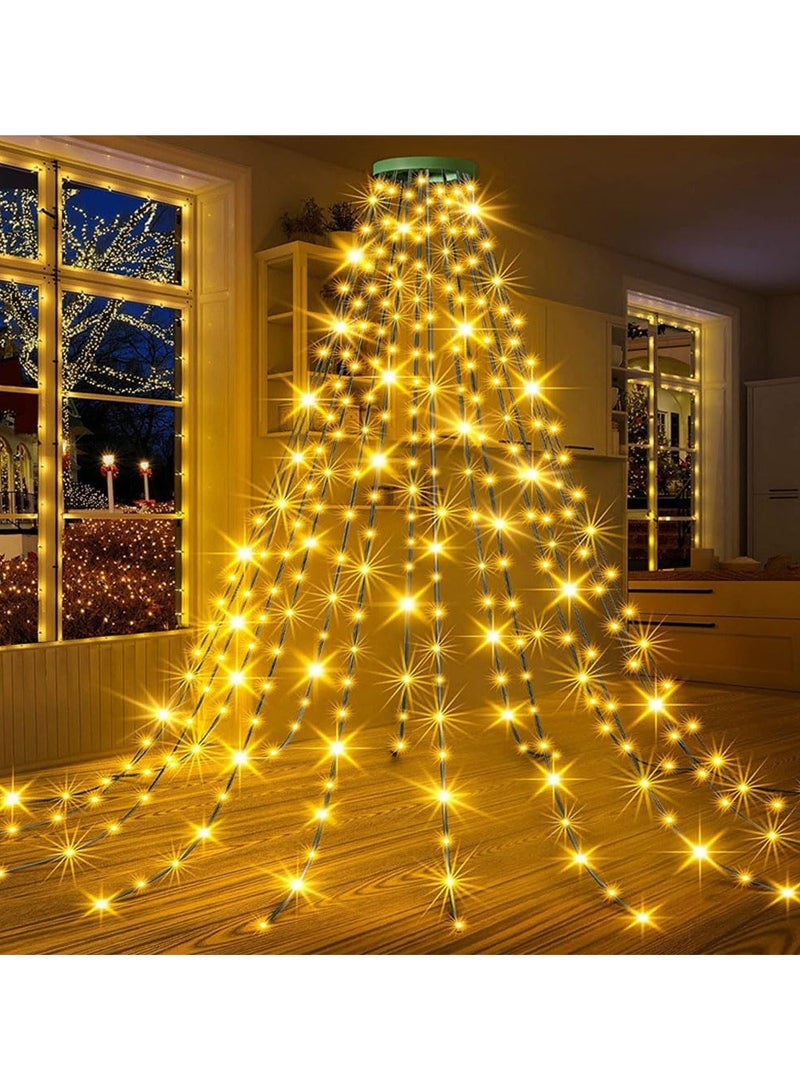 AUTOYSUR Christmas Tree Decorations Lights,2M 400 LEDs Christmas Fairy Lights Waterproof USB Powered Xmas Tree String Lights Tree Waterfall String Lights with Remote for Party Yard Decor-Warm - Image 1