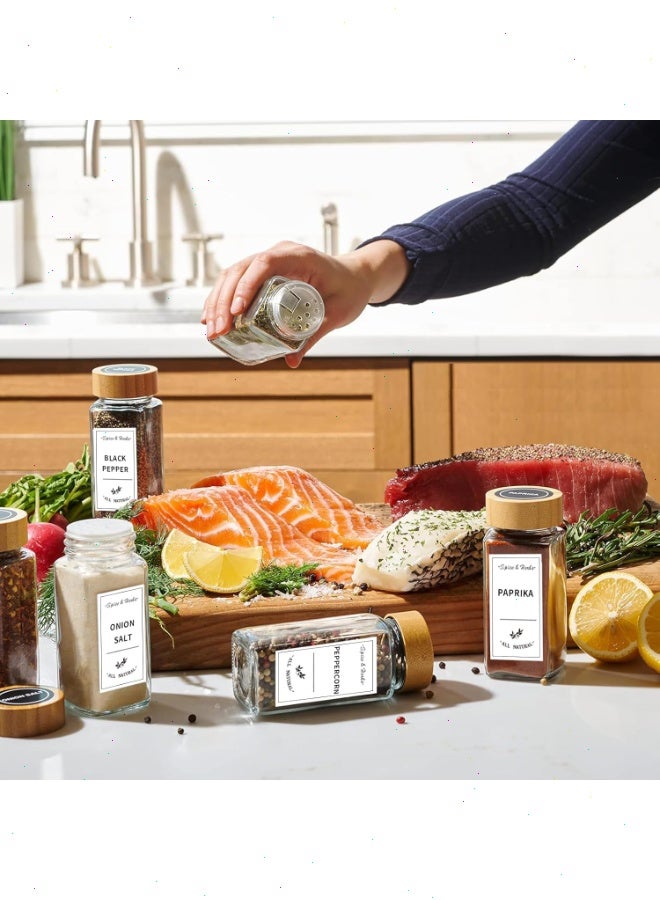 Yoawllty Spice Jars with Labels 12 Pcs - 4 oz Glass Spice Jars with Bamboo Lids, 120 Labels Stickers, Shaker Lids, Collapsible Funnel, 2 Pens, Seasoning Storage Bottles for Spice Rack, Cabinet, Drawer - Image 5