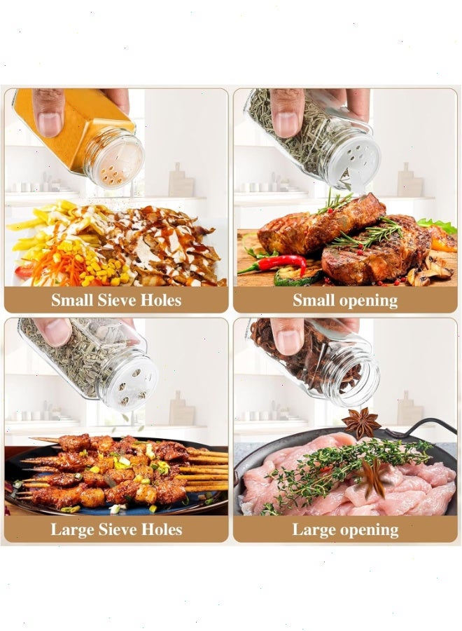 Yoawllty Spice Jars with Labels 12 Pcs - 4 oz Glass Spice Jars with Bamboo Lids, 120 Labels Stickers, Shaker Lids, Collapsible Funnel, 2 Pens, Seasoning Storage Bottles for Spice Rack, Cabinet, Drawer - Image 2