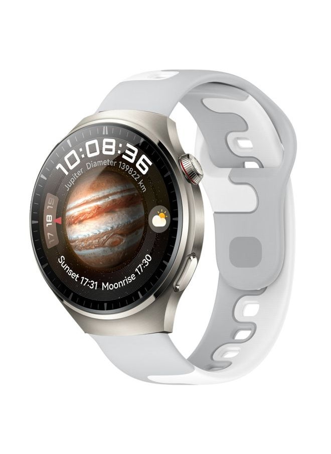 Generic Replacement Strap For Huawei Watch 4 Pro 22mm Double Color Silicone Watch Band Grey+White 