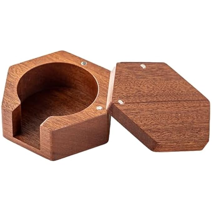 ريحني حامل فلتر القهوة سداسي الشكل مرشحات ورقية ذات مرة واحدة تخزين قرص الإسبريسو شاشة تخزين صندوق خشبي مع غطاء 51 مم 53 مم 55 مم 58 مم - Image 1