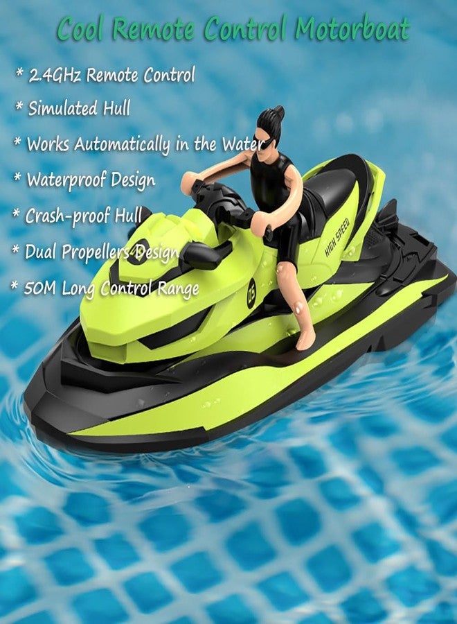 Miracland Remote Control Jet Ski with Driver - High Speed 2.4GHz RC Motorboat Water Toy - Dual Propellers - 2 Speed Levels - 50 Meters Control Range (Blue) - Image 2