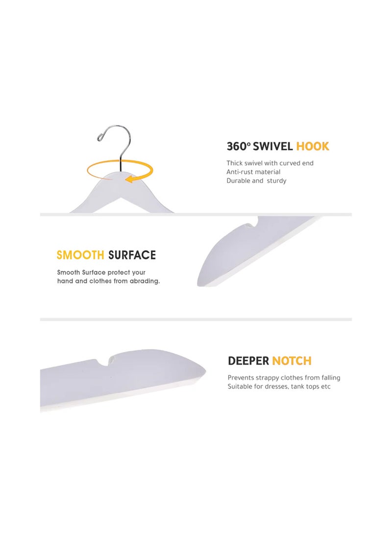 Amber Home Premium Wooden Baby Clothes Hanger White Children Coat Hanger Ultra Slim Durable Space Saving Kids Clothes Hanger 360 degree Swivel Hook Toddler and Infant Hanger with Smooth Notches Pack of 10 - Image 3
