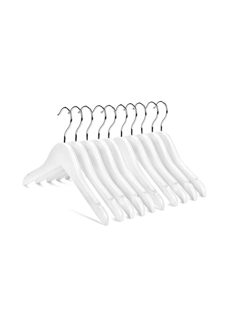 Amber Home Premium Wooden Baby Clothes Hanger White Children Coat Hanger Ultra Slim Durable Space Saving Kids Clothes Hanger 360 degree Swivel Hook Toddler and Infant Hanger with Smooth Notches Pack of 10 - Image 1