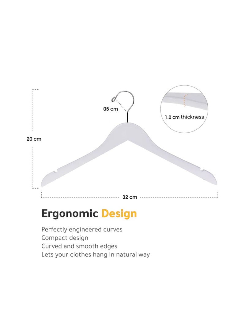 Amber Home Premium Wooden Baby Clothes Hanger White Children Coat Hanger Ultra Slim Durable Space Saving Kids Clothes Hanger 360 degree Swivel Hook Toddler and Infant Hanger with Smooth Notches Pack of 10 - Image 2