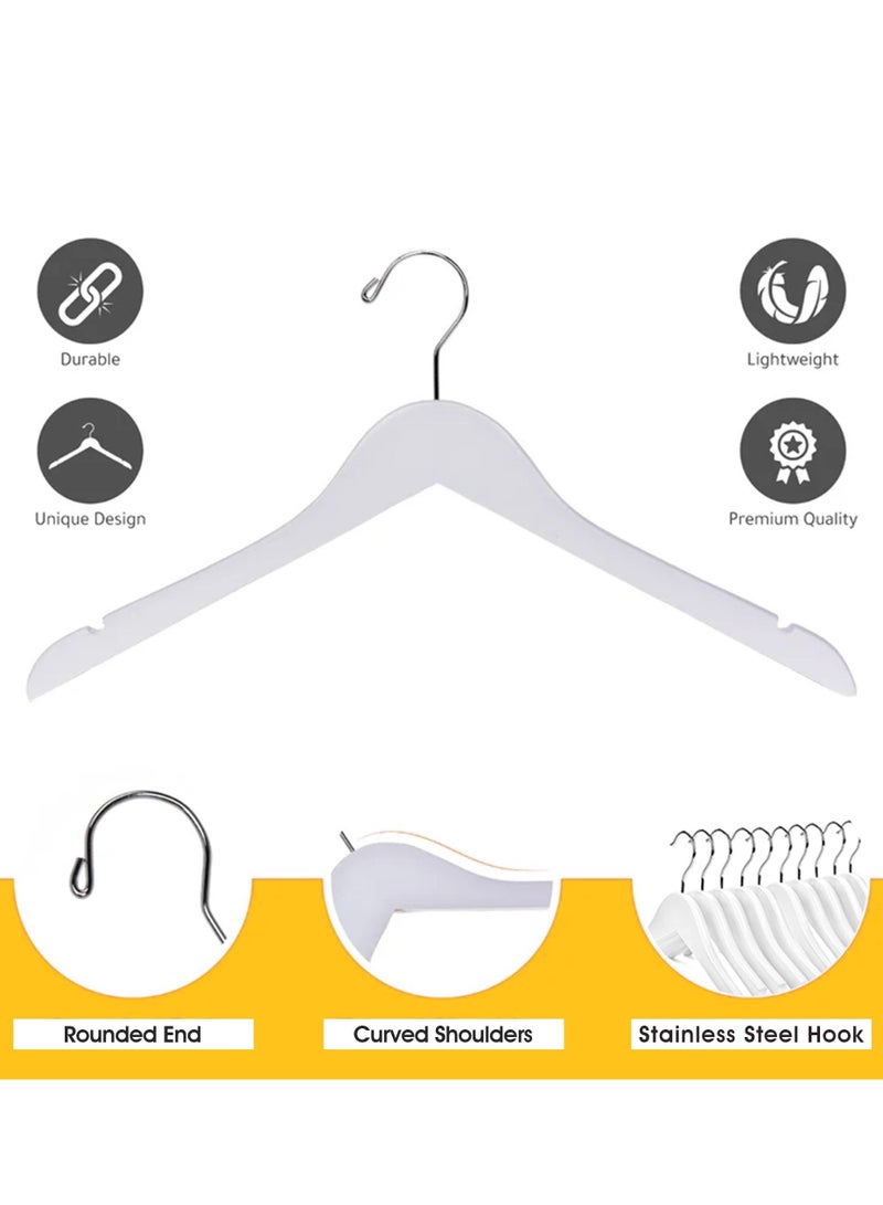 Amber Home Premium Wooden Baby Clothes Hanger White Children Coat Hanger Ultra Slim Durable Space Saving Kids Clothes Hanger 360 degree Swivel Hook Toddler and Infant Hanger with Smooth Notches Pack of 10 - Image 5