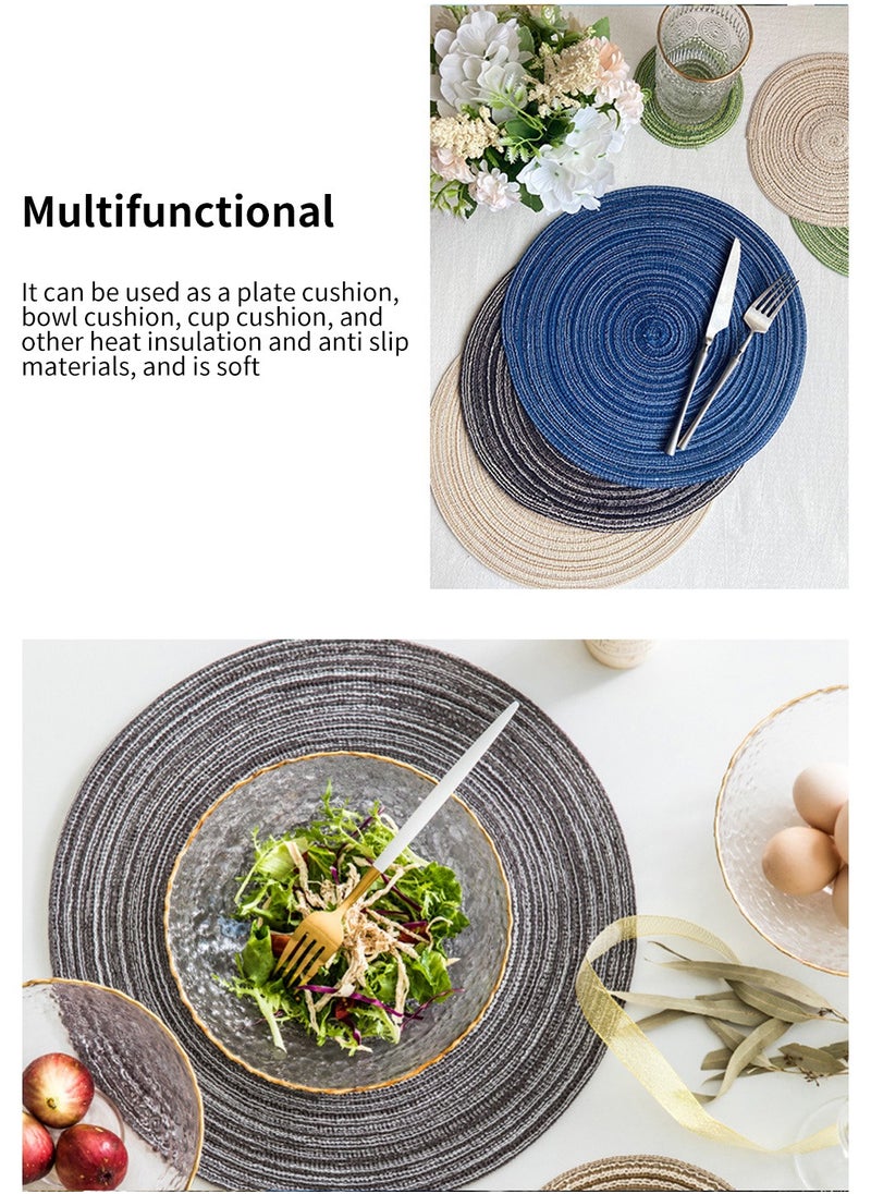 LEOKOR 6 Pack Round Woven Heat Resistant and Anti-Skid Table Mats Kitchen Table Place Mats  - Image 3