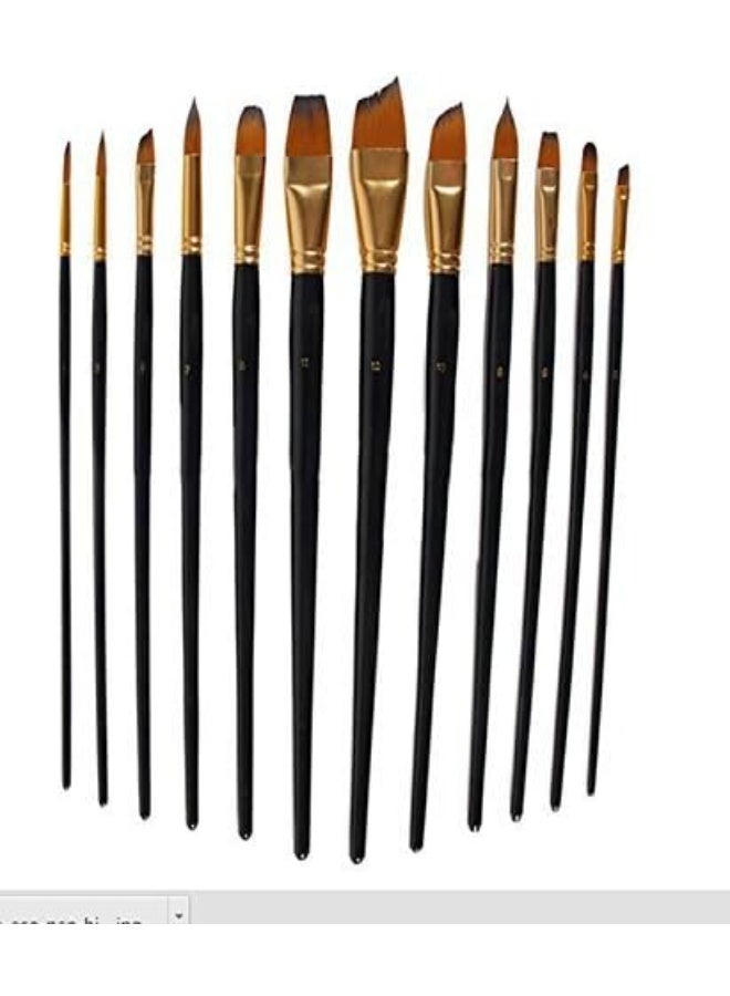 Terabyte Set of 12 Professional & Exclusive Fine Art Long Handled Premium Paint Brush Set + Zippered Carry Bag with Pop Up Stand for Oil Acrylic Watercolor Painting - Image 2