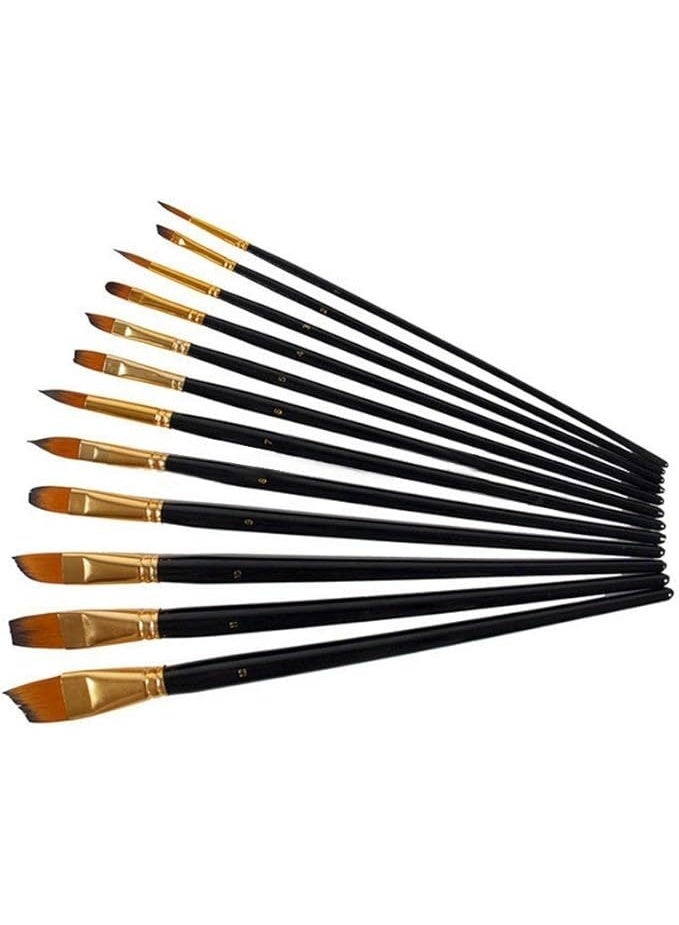 Terabyte Set of 12 Professional & Exclusive Fine Art Long Handled Premium Paint Brush Set + Zippered Carry Bag with Pop Up Stand for Oil Acrylic Watercolor Painting - Image 3
