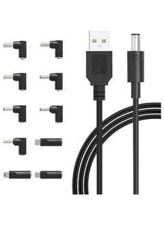 ماركة غير محددة واواسيا سلك طاقة عالمي 5 فولت USB الى تيار مستمر 5 فولت 5.5 2.1 ملم، كيبل شحن بطرف مقبس مع 10 رؤوس توصيل  - Image 1