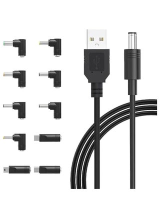 Universal 5V USB to DC 5V Power Cord 5.5 2.1 mm Plug Connector Tip Jack Charging Cable with 10 Connector Tips - pzsku/Z5B582E2C33703F45F33FZ/45/_/1723596870/ea73751b-5730-477f-a41b-04726fecf005