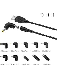 ماركة غير محددة واواسيا سلك طاقة عالمي 5 فولت USB الى تيار مستمر 5 فولت 5.5 2.1 ملم، كيبل شحن بطرف مقبس مع 10 رؤوس توصيل  - Image 2
